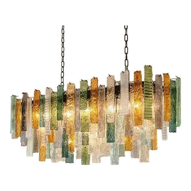 Italian Rectangular Listelli Murano Glass Chandelier by Simoeng for Simoeng For Sale - Image 7 of 7