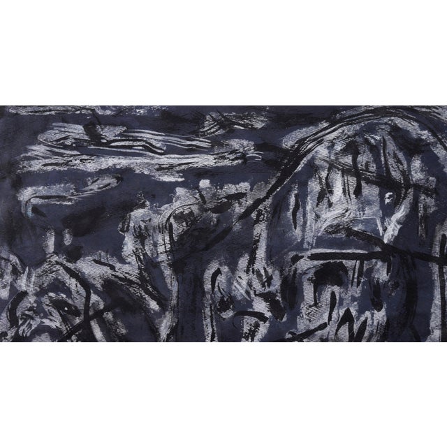 Monochrome Bay Area Abstract Expressionist Composition in Acrylic on Paper San Francisco Bay area abstract expressionist...