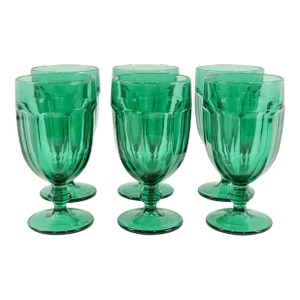 1960s Vintage Emerald Green Libbey Goblets - Set of 6