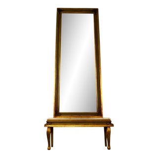 1960’s Hollywood Regency Vanity Gilded Pier Mirror With Surmounting Table For Sale