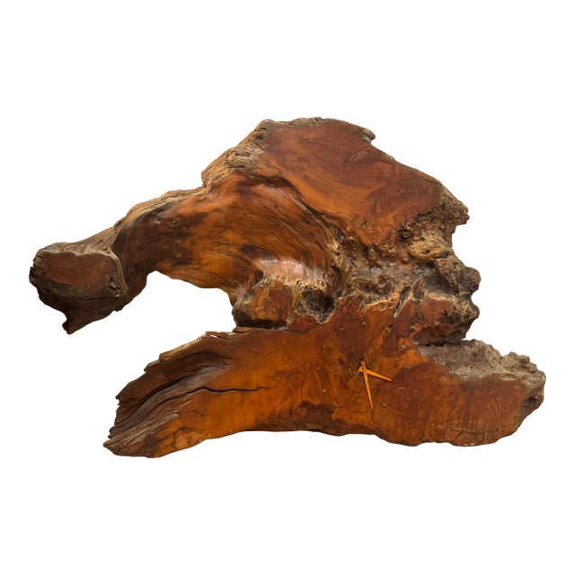 Monumental Organic Burl Wood Wall Clock, California Studio Craft, 1970s For Sale