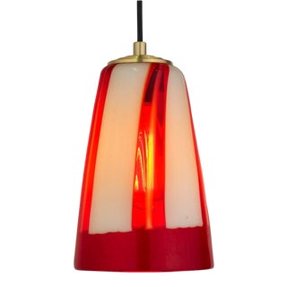 Stripes Pendant in Red in Brass For Sale