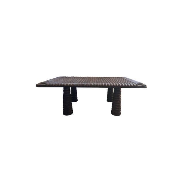 Contemporary Solid Teak Wood Table, Modern Organic, Wood Textures, Burnt For Sale - Image 3 of 8