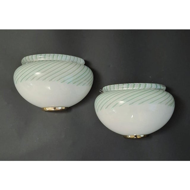 Green 1960s Murano Chiocciola Sconces by Luci Muranesi, a Pair For Sale - Image 8 of 8