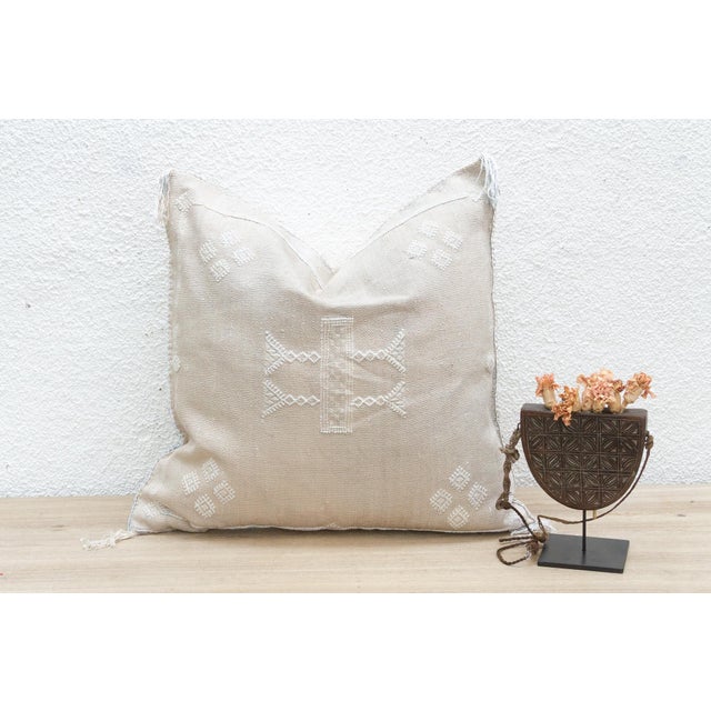 White White Souk Large Silk Rug Pillow For Sale - Image 8 of 8