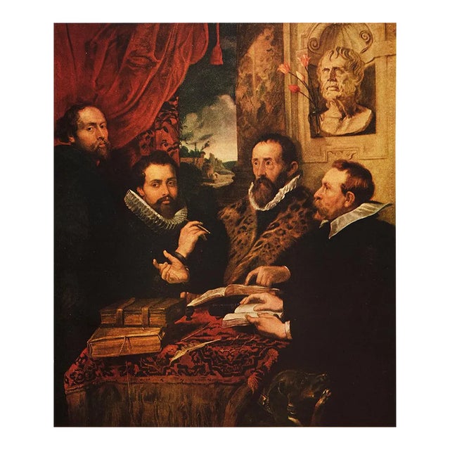 1956 After Peter Paul Rubens "Justus Lipsius and His Pupils", Vintage Full-Color Print For Sale