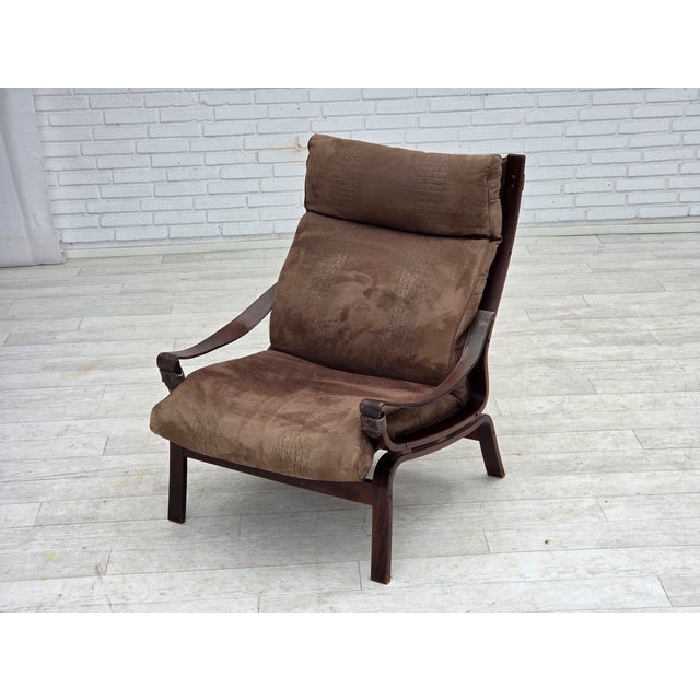 Vintage Scandinavian Lounge Chair in Leather, 1970s For Sale - Image 14 of 18