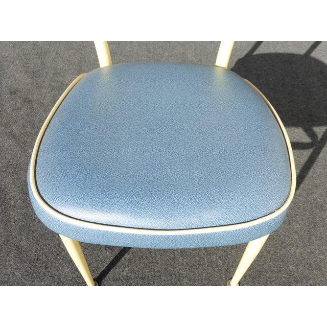 Set Of Six Mid Century Modern Yellow Blue Metal Bistro Chairs