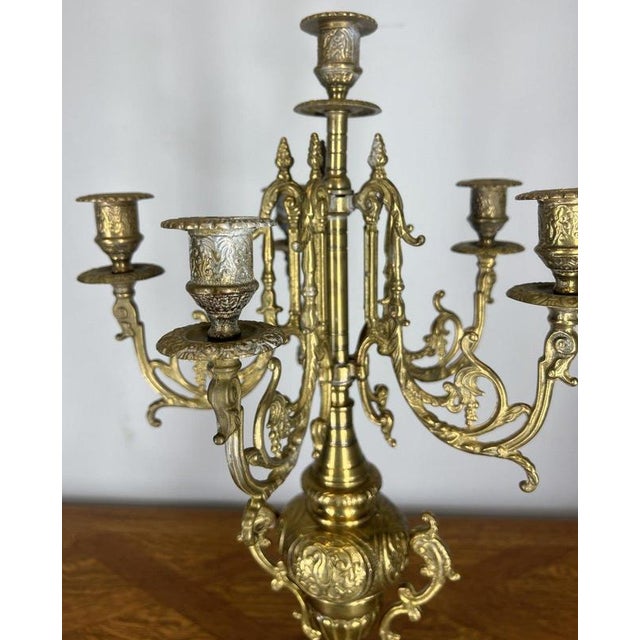 Vintage French Brass Ornate Decorative Candleholders, Set of 2 For Sale - Image 10 of 13