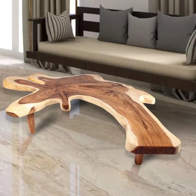 Modern 83" Long Free Form One Slab Living Edge Coffee Table 10 For Sale - Image 3 of 12