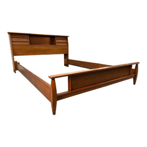 Mid-Century Modern Walnut Queen Bed Frame
