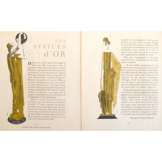 Les Statues d'Or Art Deco Prints - A Pair For Sale