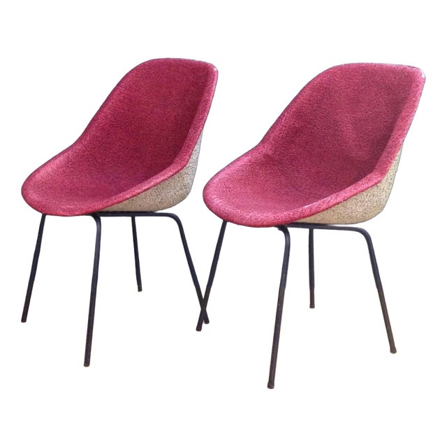 Set of Pink Chairs by Genevieve Dangles-Christian Defrance for Burov, 1950s, Set of 2 For Sale