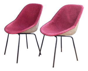 Set of Pink Chairs by Genevieve Dangles-Christian Defrance for Burov, 1950s, Set of 2