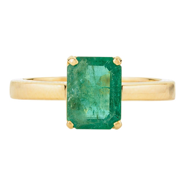 1.82 Ctw Octagon Cut Emerald Cocktail Ring Size 7 For Sale
