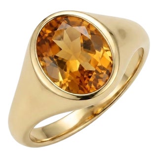 Natural Citrine Signet Ring - Men' Signet Engagement Ring - November Birthstone Ring Us 7 For Sale