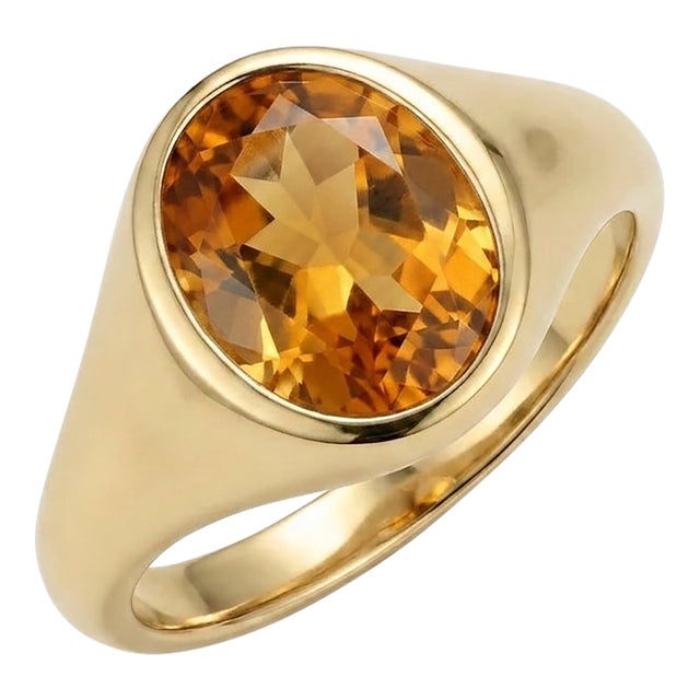 Natural Citrine Signet Ring - Men' Signet Engagement Ring - November Birthstone Ring Us 7 For Sale