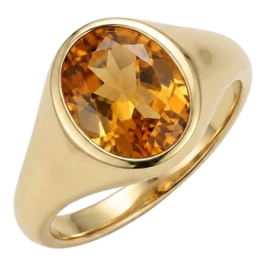 Natural Citrine Signet Ring - Men' Signet Engagement Ring - November Birthstone Ring Us 7