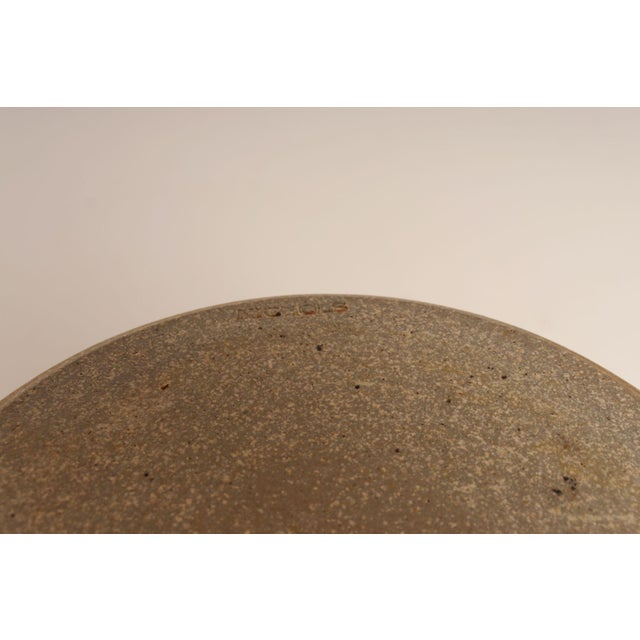 Vintage Green and Beige Speckled Ceramic Planter With Saucer by Deanna Nichols For Sale - Image 17 of 18