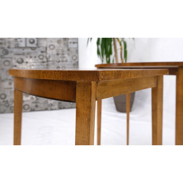 Traditional Mid 20th Century Set of Burl Wood Oval Nesting Tables by Baker For Sale - Image 3 of 15