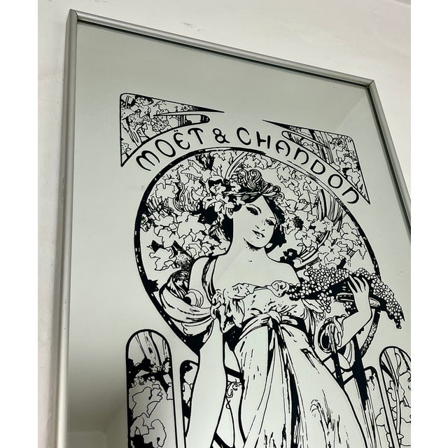 Vintage Art Nouveau Moët & Chandon Advertising Mirror, 1960s For Sale - Image 10 of 18