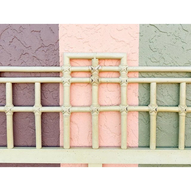 Wood 1970s Palm Beach Regency Ficks Reed Rattan King Headboard For Sale - Image 7 of 8