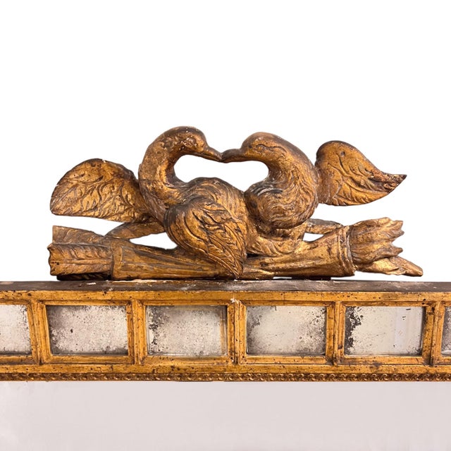 19th Century French Giltwood Wall Mirror in Mercury Glass with Doves on the Crest For Sale - Image 3 of 7