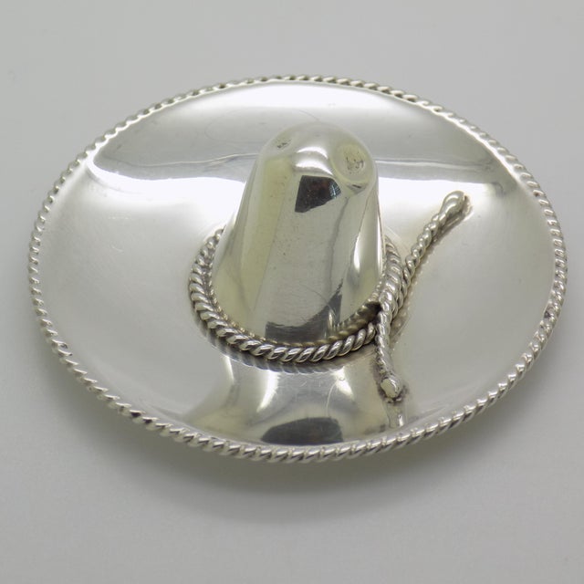 Vintage Mexican Handmade Genuine Sterling Silver 925 Traditional Sombrero Hat Figurine, 1970s For Sale - Image 11 of 11