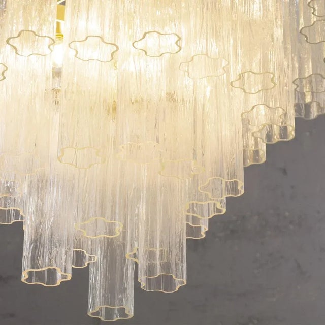Large Murano Glass Crystal Tronchi Suspension Chandelier, Italy, 1990s For Sale - Image 9 of 13