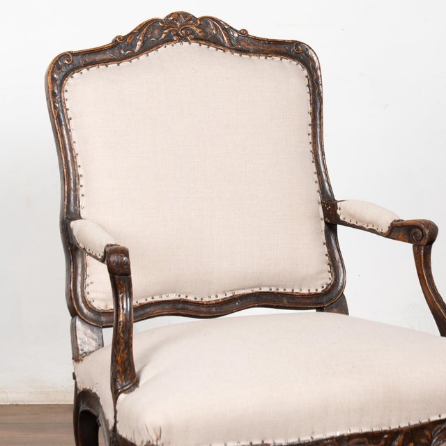 Contemporary Pair of Late 19th Century Swedish Carved Walnut Armchairs For Sale - Image 3 of 13