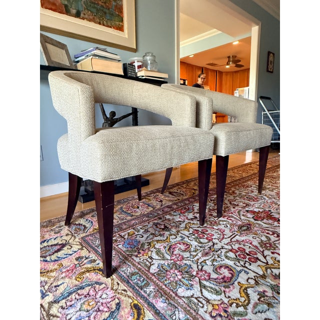 Pair Precedent by Sherrill Ella Armchairs Sleek and elegant, these barrel back accent chairs have slim legs and an airy...