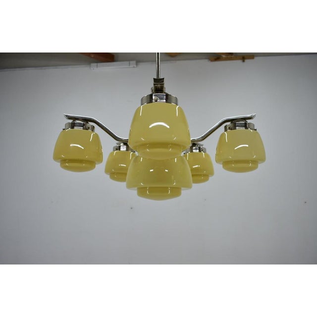 Art Deco Chrome and Glass Chandelier, 1920s For Sale - Image 13 of 18