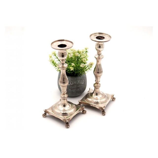 Silver Silver Candlesticks with Turned Stems, Set of 2 For Sale - Image 8 of 8