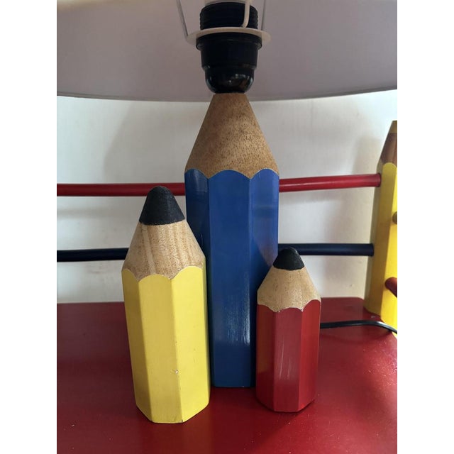 Wood Vintage Pencils Lamp by Pierre Sala, France, 1980s For Sale - Image 7 of 10