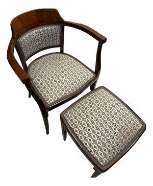 Set of Vienna Secession Armchair with Ottoman by Josef Hoffmann, 1890s