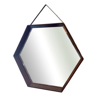 Vintage Hexagonal Teak Mirror, 1960s For Sale