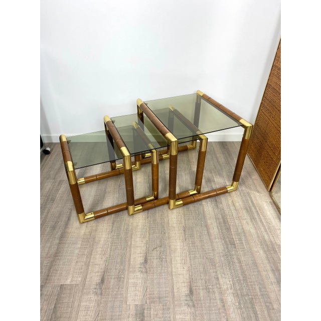 Italian Glass Nesting Tables, 1970s, Set of 3 For Sale - Image 8 of 17