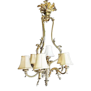 Late 19th Century French Bronze Dore' Gilt Rococo Chandelier