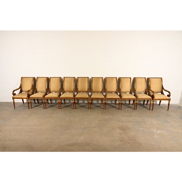 An outstanding set of ten French Regency Louis XVI or Neoclassical style dining chairs By Karges Furniture USA, Circa...