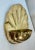 Vintage Hollywood Regency Polished Brass Hand Hammered Repousse Shell Wall Pocket For Sale - Image 4 of 9