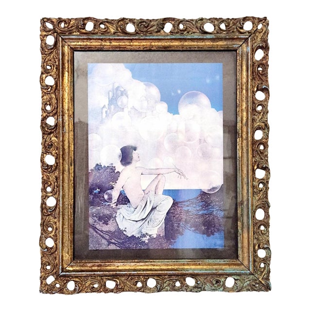 Early 20th Century Antique Maxfield Parrish Air Castles Print With Ornate Frame For Sale