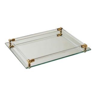 Vintage Glass Mirror Tray For Sale