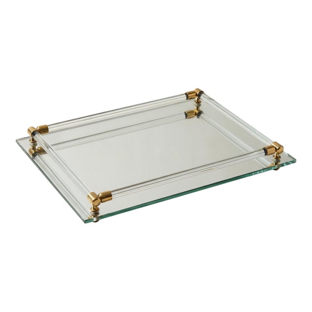 Vintage Glass Mirror Tray For Sale