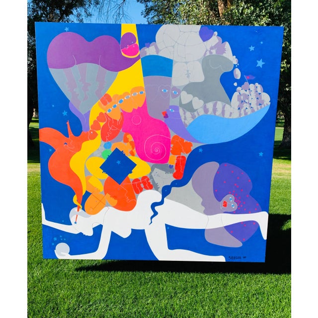 Pop Art Dick Seeger Original Figurative Signed Abstract Painting For Sale - Image 10 of 13