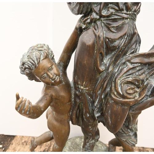 Large Bronze Figural Torchere Lamp with Allegory of Dance after Carrier-Belleuse For Sale - Image 4 of 12