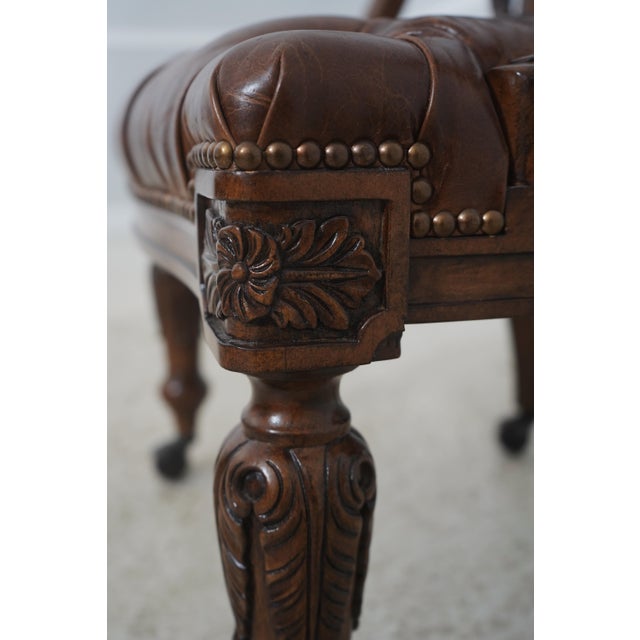 Set of 4 Maitland Smith Gentry Tufted Leather Game Chairs For Sale - Image 13 of 18