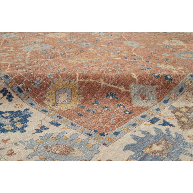 Apadana's Modern Tabriz Style Oversized Indian Wool Rug Handmade in Brown For Sale - Image 10 of 11
