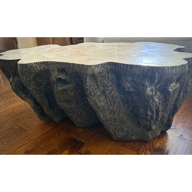 2020s Attributed Palecek Chloe Fossil Clam Lava Coffee Table For Sale - Image 5 of 15