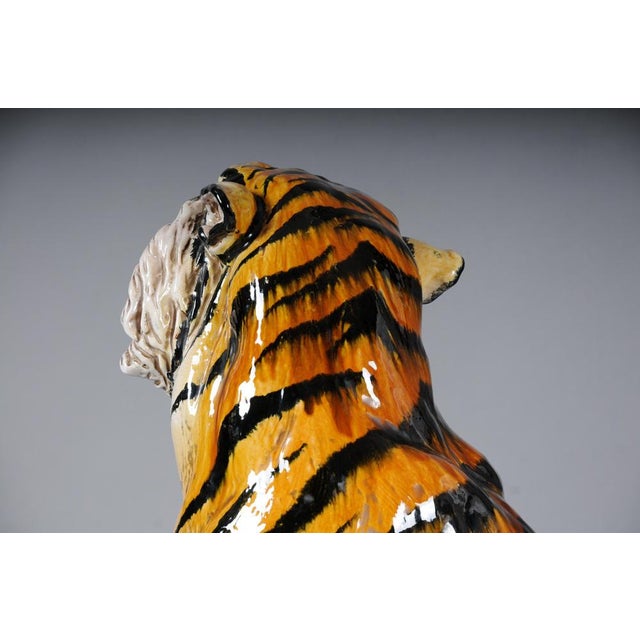 Large Italian Hollywood Regency Ceramic Tiger, 1970s For Sale - Image 14 of 18