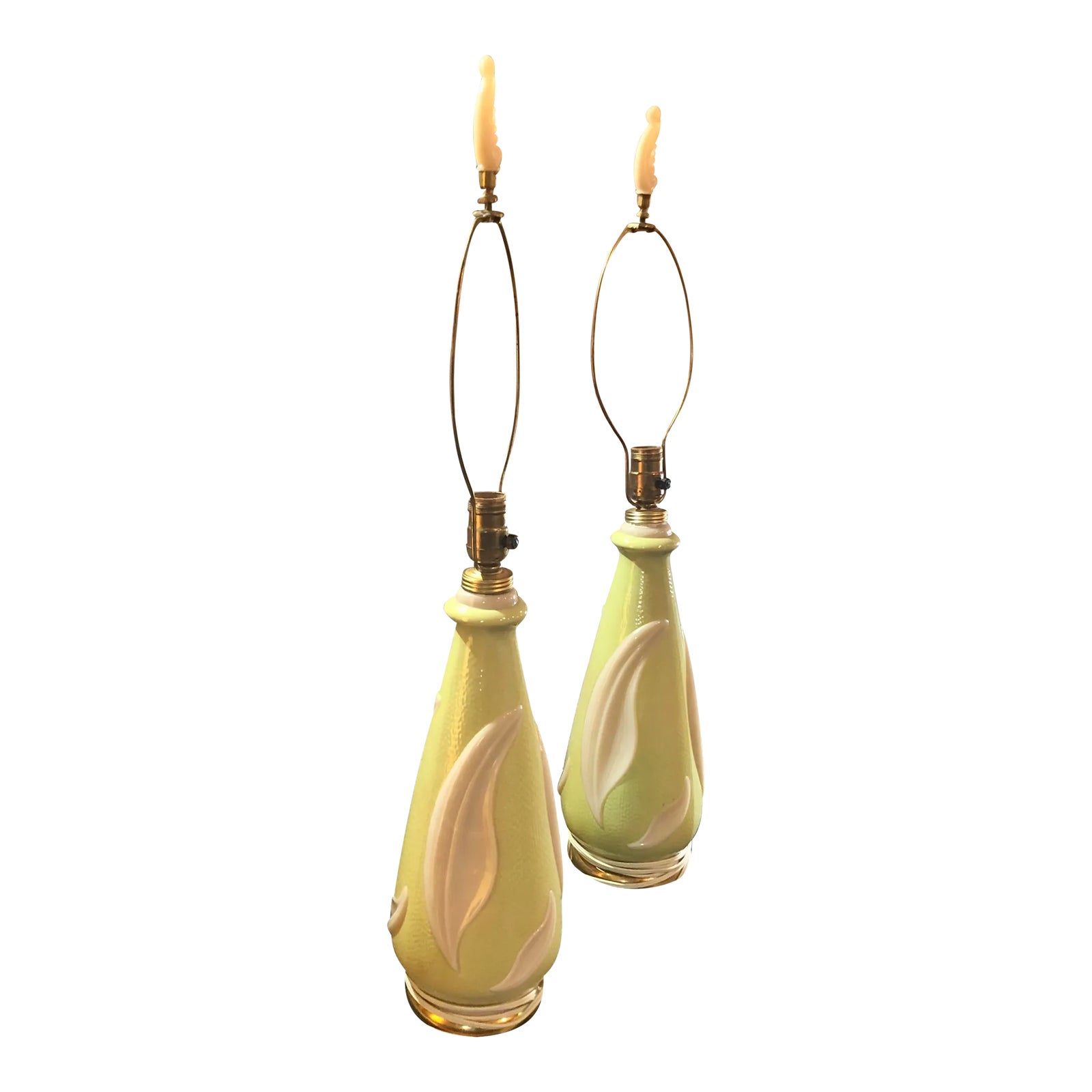 Vintage Matched Pair Aladdin Table Lamps With Glass Finials Chairish